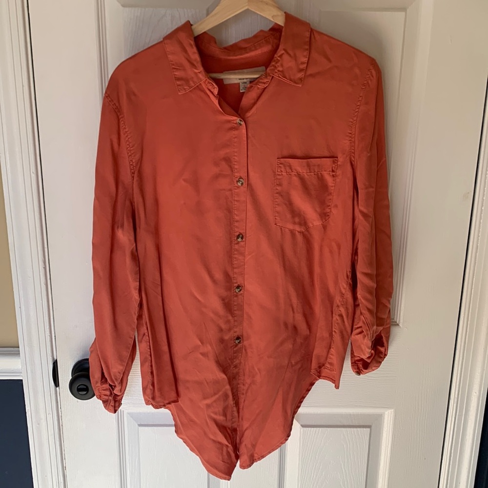 Thread + Supply orange button down